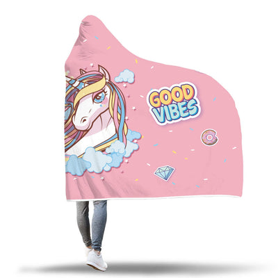 Unicorn Good Vibes Hooded Blanket
